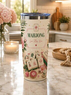 Mahjong Floral 20oz Insulated Tumbler Gift for Mahjong Lovers
